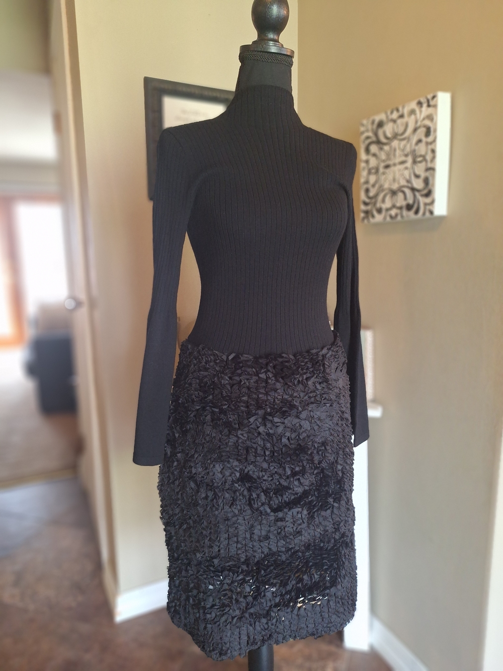 NWT Tyler Boe Black Textured Evening Dress XS